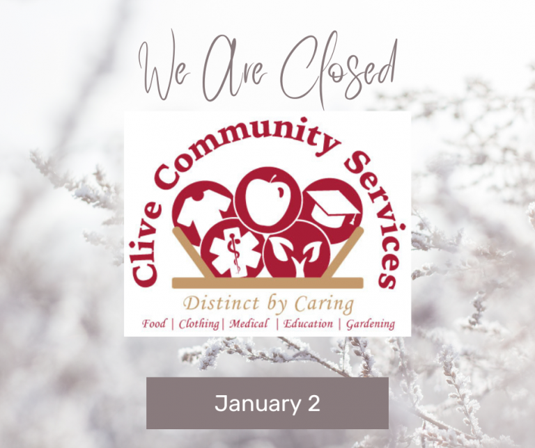 Closed Monday, Jan 2 Clive Community Services